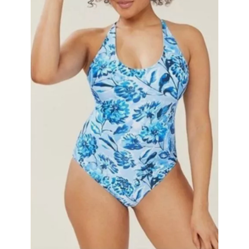Andie Swim The Baia One Piece in Bluf Blue Floral Women's Size Large NEW NWT